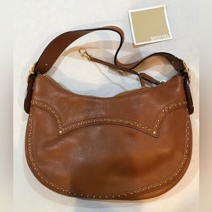 Beautiful brown leather studded Michael Kors purse